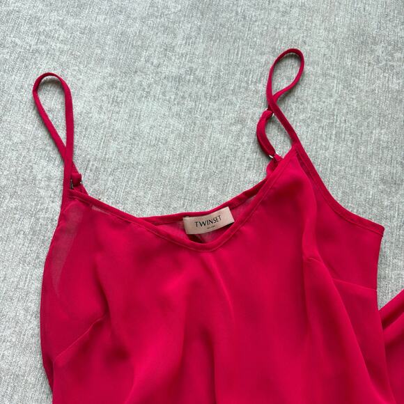 Twinset Milano Red Sheer Slip Dress - Picture 2 of 4